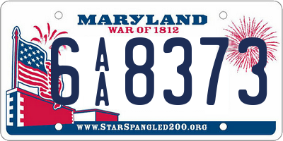 MD license plate 6AA8373