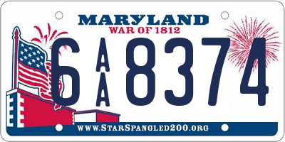 MD license plate 6AA8374