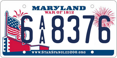 MD license plate 6AA8376