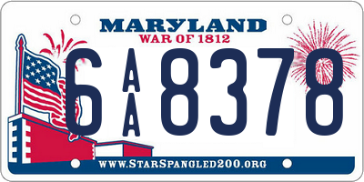 MD license plate 6AA8378