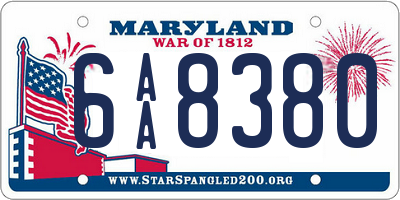 MD license plate 6AA8380