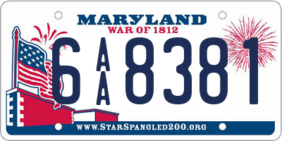 MD license plate 6AA8381