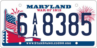 MD license plate 6AA8385