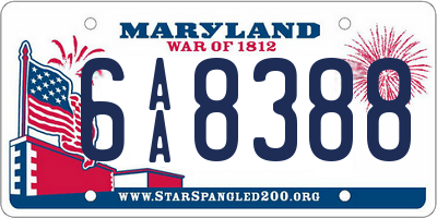 MD license plate 6AA8388