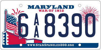 MD license plate 6AA8390