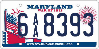 MD license plate 6AA8393