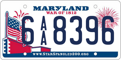 MD license plate 6AA8396