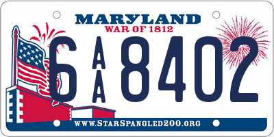 MD license plate 6AA8402