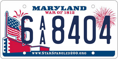 MD license plate 6AA8404