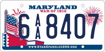 MD license plate 6AA8407