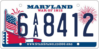 MD license plate 6AA8412