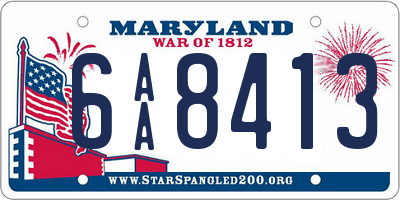 MD license plate 6AA8413