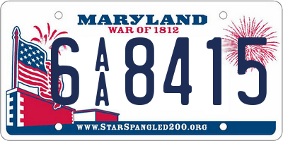 MD license plate 6AA8415