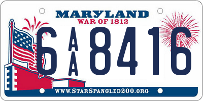 MD license plate 6AA8416