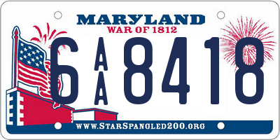 MD license plate 6AA8418