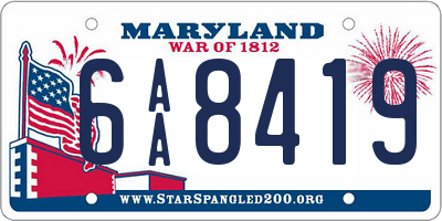 MD license plate 6AA8419