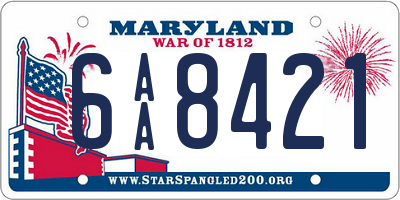 MD license plate 6AA8421