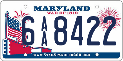 MD license plate 6AA8422