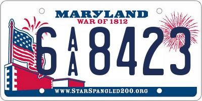 MD license plate 6AA8423