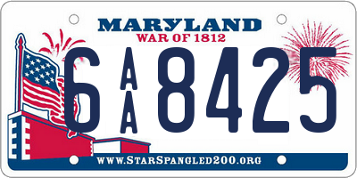 MD license plate 6AA8425