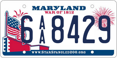 MD license plate 6AA8429