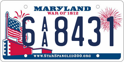 MD license plate 6AA8431