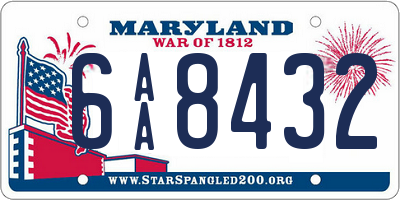 MD license plate 6AA8432