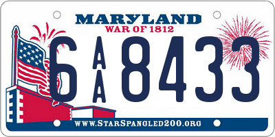 MD license plate 6AA8433