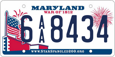 MD license plate 6AA8434