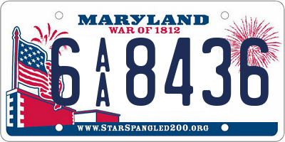 MD license plate 6AA8436