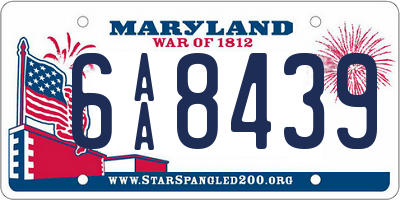 MD license plate 6AA8439