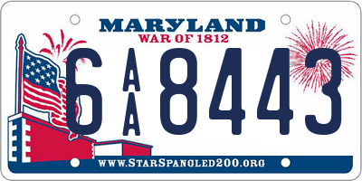 MD license plate 6AA8443