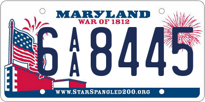 MD license plate 6AA8445