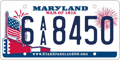 MD license plate 6AA8450