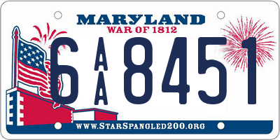 MD license plate 6AA8451