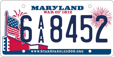 MD license plate 6AA8452