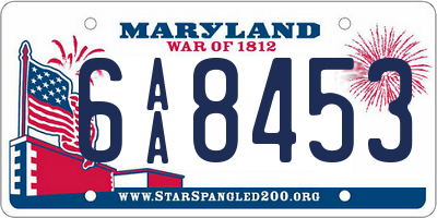 MD license plate 6AA8453