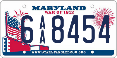 MD license plate 6AA8454