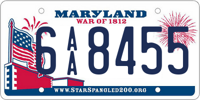 MD license plate 6AA8455