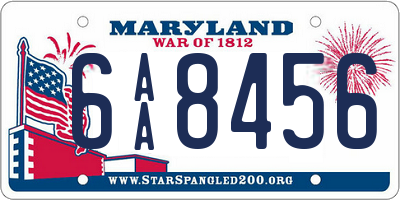 MD license plate 6AA8456