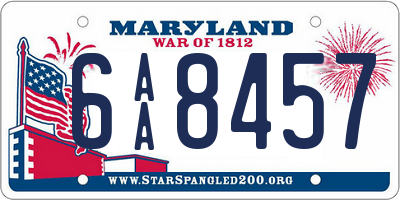 MD license plate 6AA8457