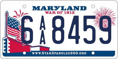 MD license plate 6AA8459