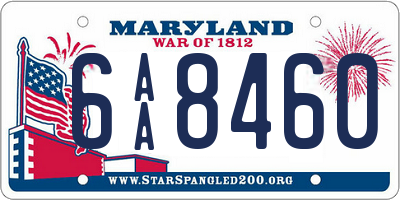 MD license plate 6AA8460