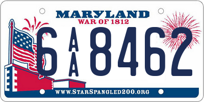 MD license plate 6AA8462