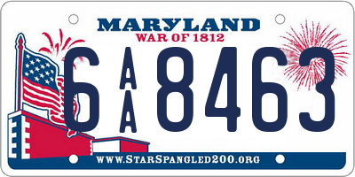 MD license plate 6AA8463