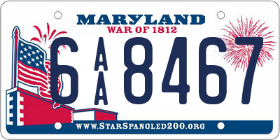 MD license plate 6AA8467