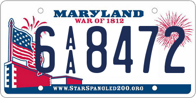 MD license plate 6AA8472