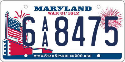 MD license plate 6AA8475