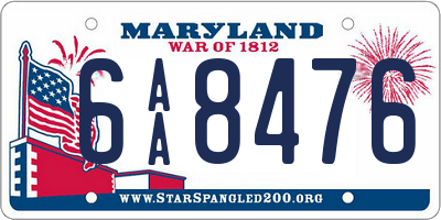 MD license plate 6AA8476