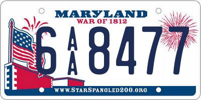 MD license plate 6AA8477